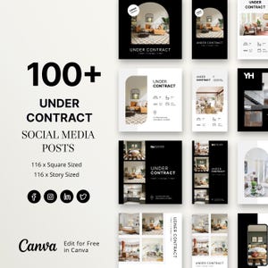 116 Under Contract Modern Real Estate Templates, Real Estate Social Media Posts, Realtor Facebook Instagram Under Contract Posts and Stories
