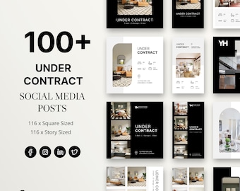 116 Under Contract Modern Real Estate Templates, Real Estate Social Media Posts, Realtor Facebook Instagram Under Contract Posts and Stories
