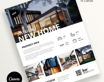 Modern Real Estate Marketing Flyer, Just Listed Flyer Template, New Listing Real Estate Templates, Realtor Flyer, Real Estate Social Media