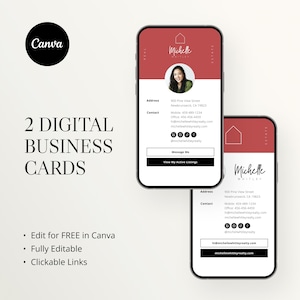 Digital Business Card Canva Template, Real Estate Business Card, Real Estate Marketing, Modern Business Card, Entrepreneur, Realty, Modern