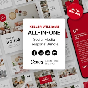 Keller Williams Marketing Bundle, Social Media Template Bundle, Keller Williams Branding Kit, Canva Real Estate Instagram Post Templates