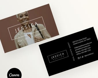 Modern Realtor Canva Business Card Template, Editable Realty Business Card, Clean Classy Editable Real Estate Business Card, DIY Printable