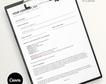Photobooth Rental Contract Template, Business Agreement (Canva, Instant Download)