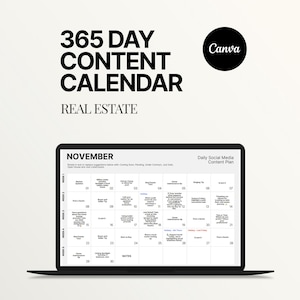 2026 Real Estate Calendar, 365 Day Social Media Content, Editable Social Media Marketing, Real Estate Marketing, Instagram, Facebook