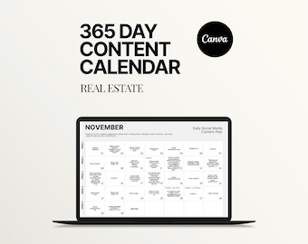 2026 Real Estate Calendar, 365 Day Social Media Content, Editable Social Media Marketing, Real Estate Marketing, Instagram, Facebook
