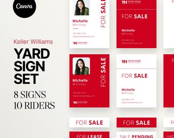 Keller Williams Real Estate Yard Signs, Modern For Sale Sign, KW Property Sign, Listing Sign Template, Canva Template, Editable, Minimalist