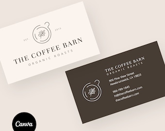 Coffee Shop Canva Business Card, Edit Cafe Business Card in Canva, Printable DIY Business Cards, Elegant and Minimal Small Business Card