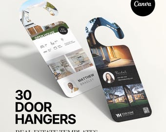 30 Luxury Real Estate Door Hanger Bundle, Modern Real Estate Marketing, Real Estate Door Knocking, Edit in Canva Template, Door Tag Farming