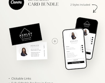 Digital Business Card & Business Card Bundle, Real Estate Marketing, Modern Real Estate Business Card, Entrepreneur, Printable Card, Minimal