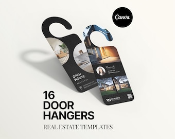 16 Real Estate Door Hangers Bundle, Modern Realtor Door Hangers, Real Estate Farming, Realtor branding, Canva Door Hanger Templates Bundle