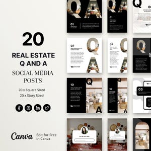 Real Estate Q and A Social Media Templates, Real Estate Social Media Posts, Realtor Facebook Instagram Question and Answer Posts and Stories