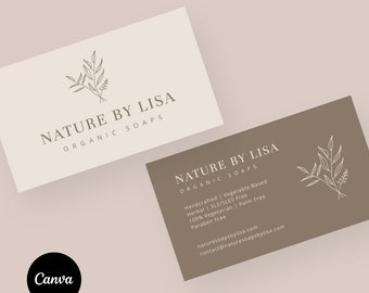 Handmade Natural Product Canva Business Card, Edit Business Card, Printable Business Card Template, Elegant and Minimal Business Card