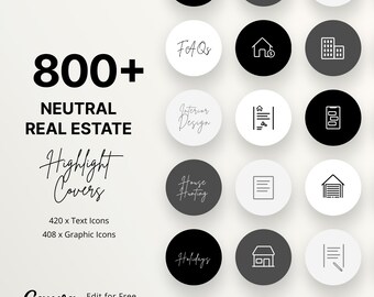 800+ Neutral Real Estate Instagram Highlight Covers, Editable Icons (Canva)
