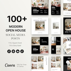 Real Estate Open House Social Media Templates, Real Estate Social Media Posts, Realtor Facebook Instagram Open House Posts and Stories