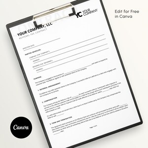 Referral Fee Contract, Referral Fee Agreement, Real Estate Agent Printable Contract, Real Estate Tools, Instant Download, Canva