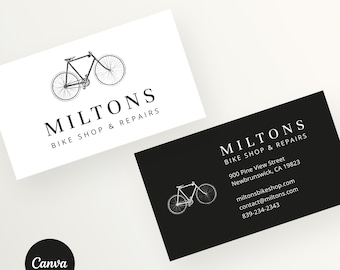 Bike Shop Canva Business Card, Edit Business Card in Canva, Printable DIY Business Cards, Elegant and Minimal Small Business Card