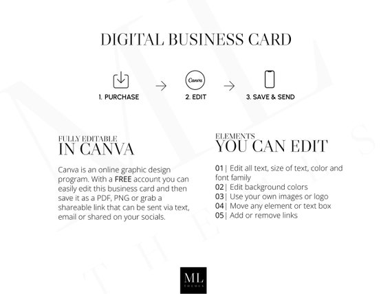 Digital Business Card Canva Template Real Estate Business - Etsy