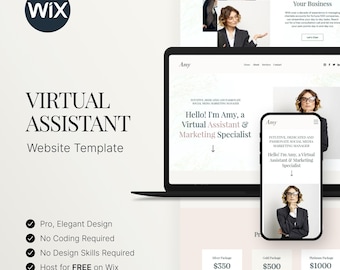 Virtual Assistant or Coach Wix Website Template, Elegant VA Website, Luxury Entrepeneur Website Template, Website Blog Template