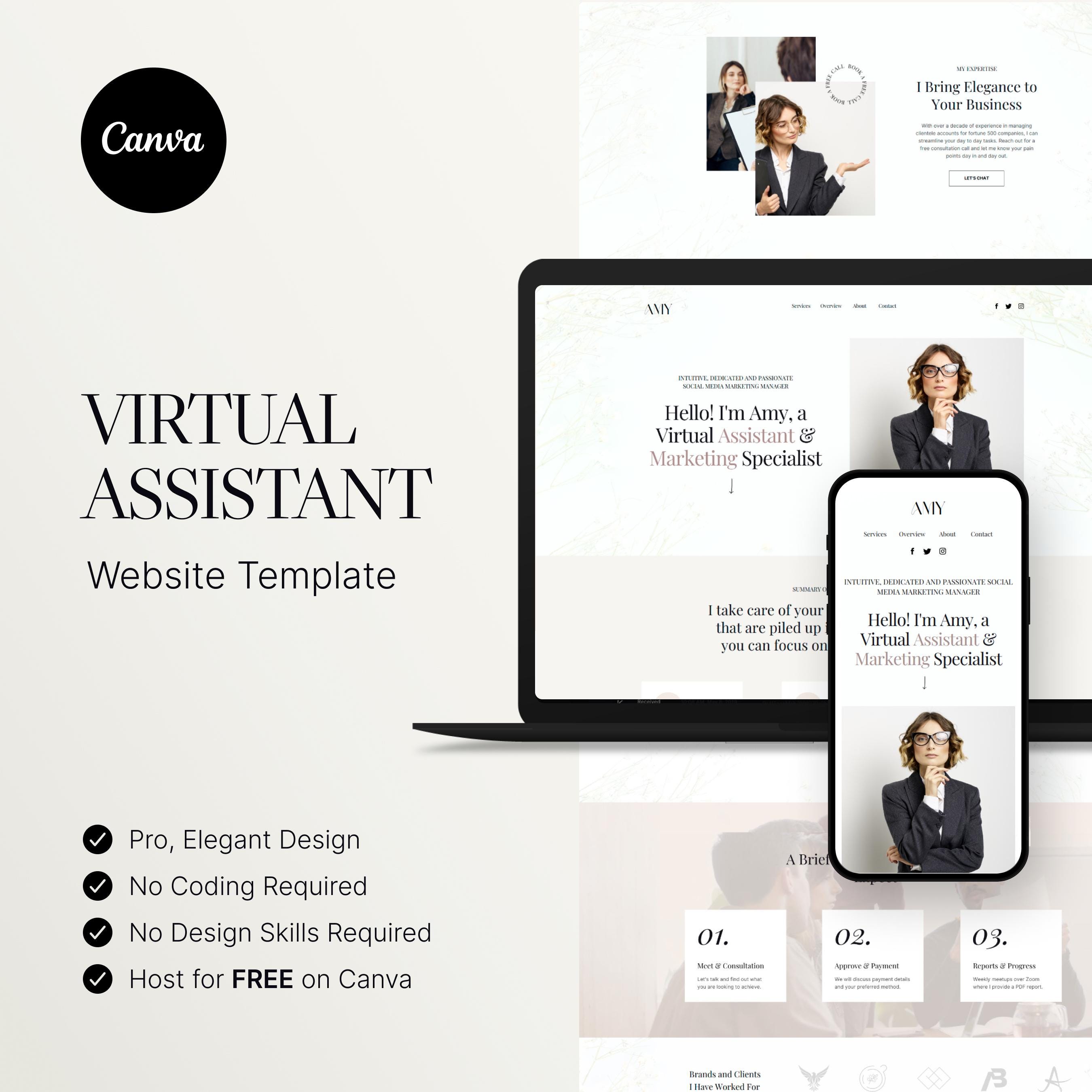 Virtual Assistant Website Template, Elegant VA Website, Luxury ...