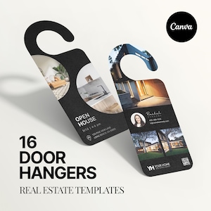 16 Real Estate Door Hangers Bundle, Modern Realtor Door Hangers, Real Estate Farming, Realtor branding, Canva Door Hanger Templates Bundle