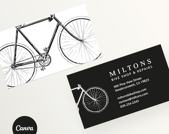 Bicycle Rental Repair Shop Canva Business Card, Edit Business Card in Canva, Printable DIY Business Cards, Elegant and Minimal Business Card