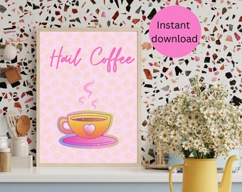 hail coffee wall art coffee cup poster wall hanging