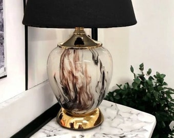 Conjunto de 2 hermosa lámpara de mesa pintada a mano decoración del hogar cerámica inauguración de la casa regalo casa de regalo lámpara de sala de estar única lámpara de noche