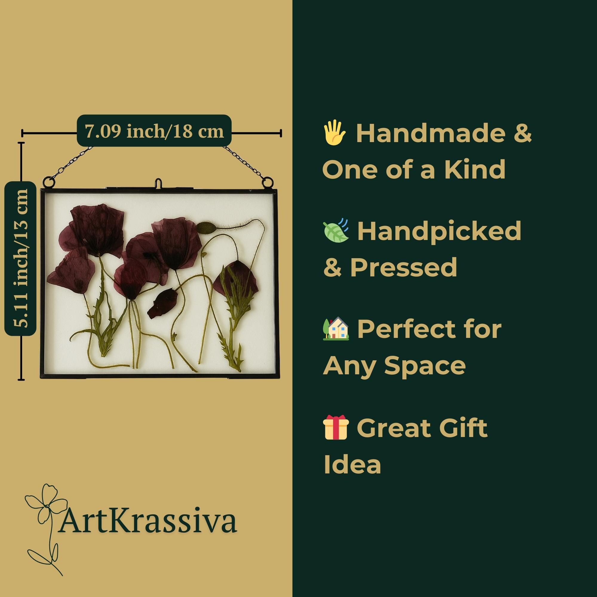 Pressed Flower Frame Transparent Poppy Art Epoxy Poppy Frame Nature ...