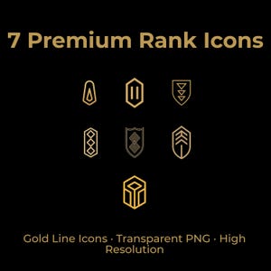 Premium Discord Rank Icons Pack • 7 Gold Line-rollmärken för servrar, spel och streamers