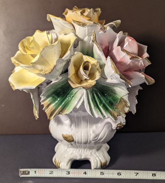 Vintage 10 In. Capodimonte Porcelain Flowers - Etsy