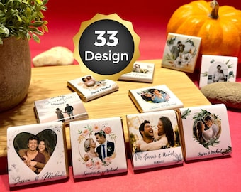 Personalized Chocolate with Photo, Bulk Chocolate Favors, Wedding Favors for Guests in Bulk, Custom Wedding Chocolate