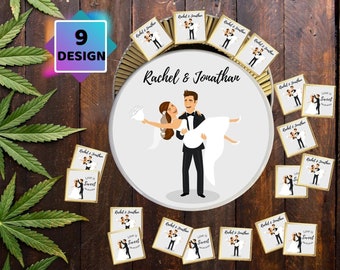 50 personalisierte Schokoladen-Hochzeits-Bevorzugungen - Gold- oder Silberfolie Milchschokolade