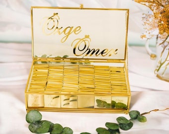 Glass Box and Mirror Chocolate Favors, Wedding Favors For Guests, Wedding Favors, Customised Chocolate, Plexiglass Chocolate and Glass Box