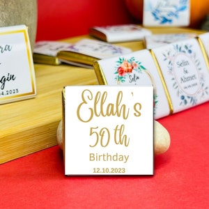 18e 21e 30e 40e 50e 60e 70e 80e Anniversaire personnalisé chocolat, cadeaux d'anniversaire, texte or ou argent chocolat napolitain