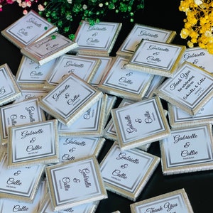 50 Personalised Chocolate Wedding Favours - Gold or Silver Foil Milk Chocolate