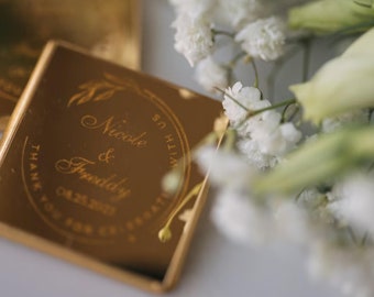 50 Mini-Hochzeitsschokoladengeschenke für Gäste, Verlobungsschokolade, Hochzeitsgeschenke, maßgeschneiderte Schokolade, Plexiglas-Schokolade