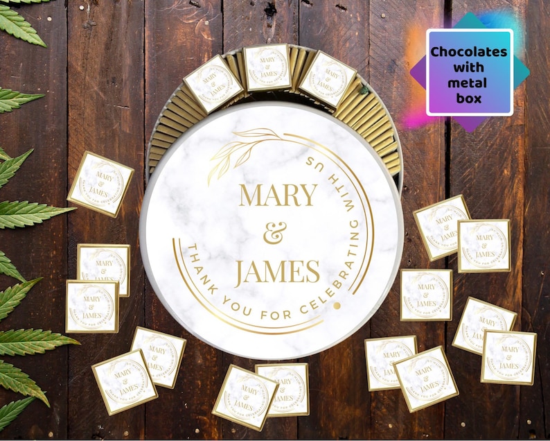 50 Wedding Chocolate Favours Personalised Chocolate Gold or Silver Foil Milk Chocolate image 8