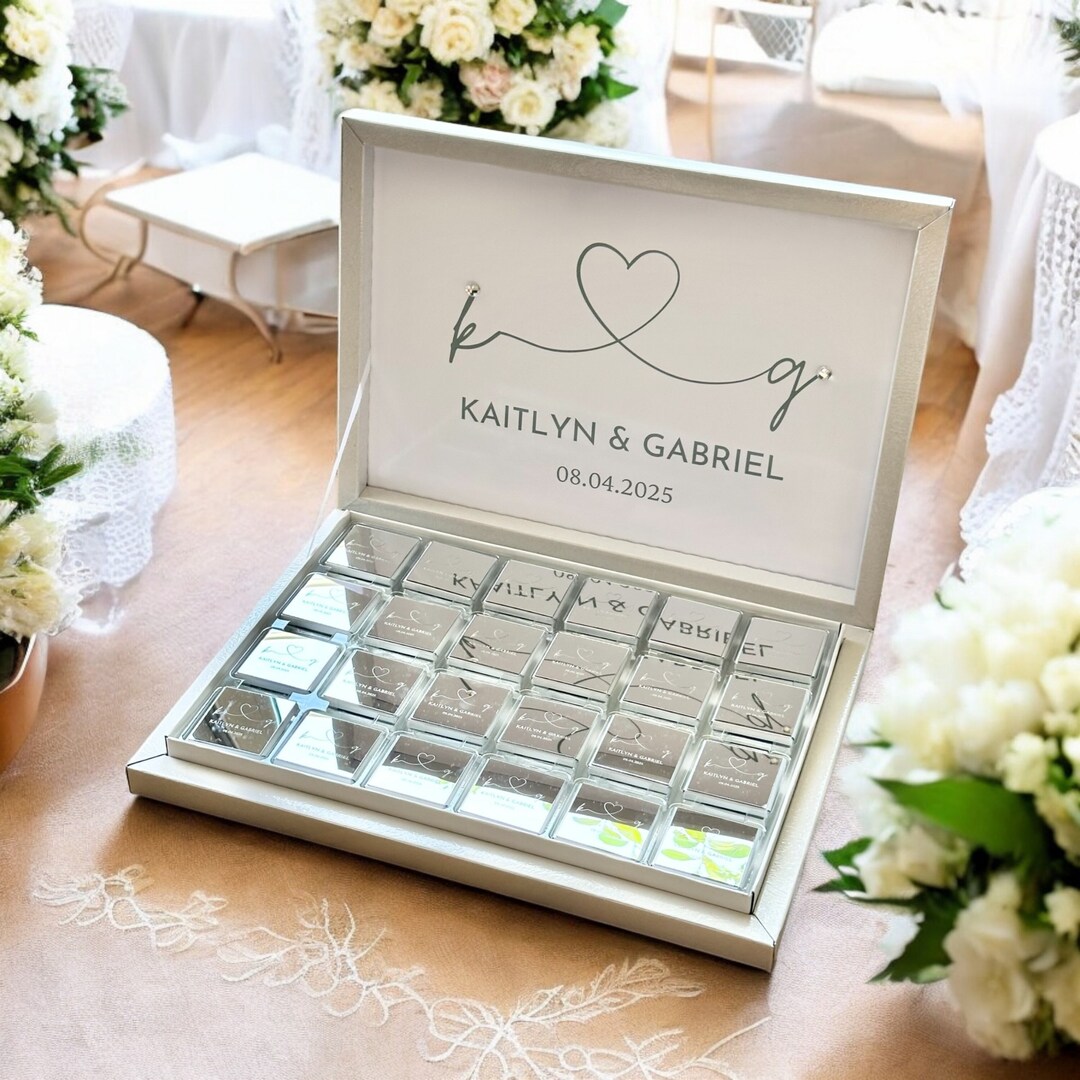 72 Pcs Personalised Neapolitan Chocolate Wedding Favours - Boxed Mirror ...