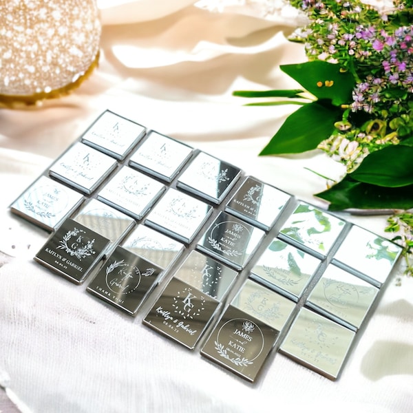 30 Silver or Gold Acrylic Mirrored Neapolitans Chocolate, Plexiglass Chocolate, Gold or Silver foil Milk Chocolate Neapolitan,Mini Chocolate