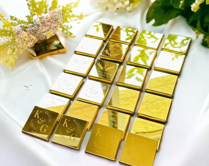 50 Chocolate Favors, Wedding Favors For Guests, Engagement Chocolate, Wedding Favors, Customized Chocolate, Plexiglass Chocolate