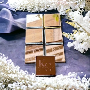 50 Mirror Chocolate Favors, Wedding Favors For Guests, Engagement Chocolate, Wedding Favors, Customized Chocolate, Plexiglass Chocolate zdjęcie 9