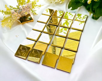 50 Mirror Chocolate Favors, Wedding Favors For Guests, Engagement Chocolate, Wedding Favors, Customized Chocolate, Plexiglass Chocolate