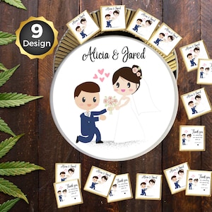 50 Personalised Chocolate Wedding Favours - Gold or Silver Foil Milk Chocolate