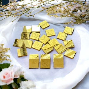 50 Mirror Chocolate Favors, Wedding Favors For Guests, Engagement Chocolate, Wedding Favors, Customized Chocolate, Plexiglass Chocolate image 10