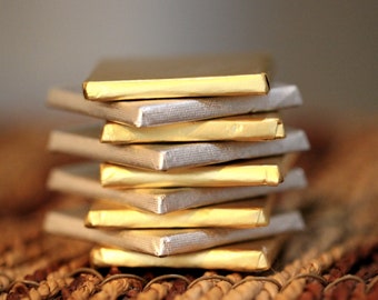 Silver or Gold foil Milk Chocolate Neapolitans, Minimalist Chocolates