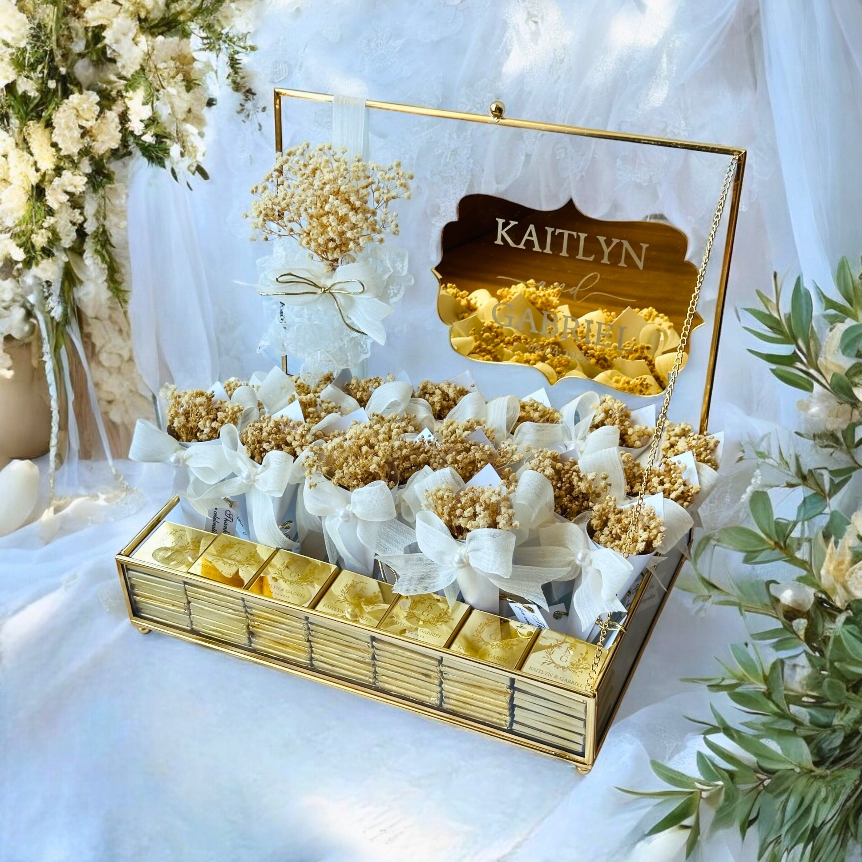 Glass Boxed Plekxiglass Schokoladenbevorzugungen, Hochzeitsschokoladenbevorzugungen, Verlobungsschokoladenbevorzugung, Geburtstagsgeschenke, Plexiglas Schokoladenbevorzugungen
