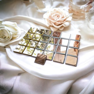 50 Mirror Chocolate Favors, Wedding Favors For Guests, Engagement Chocolate, Wedding Favors, Customized Chocolate, Plexiglass Chocolate zdjęcie 4