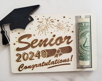 3D Wood Engraved Graduation Money Holder, Customized Year