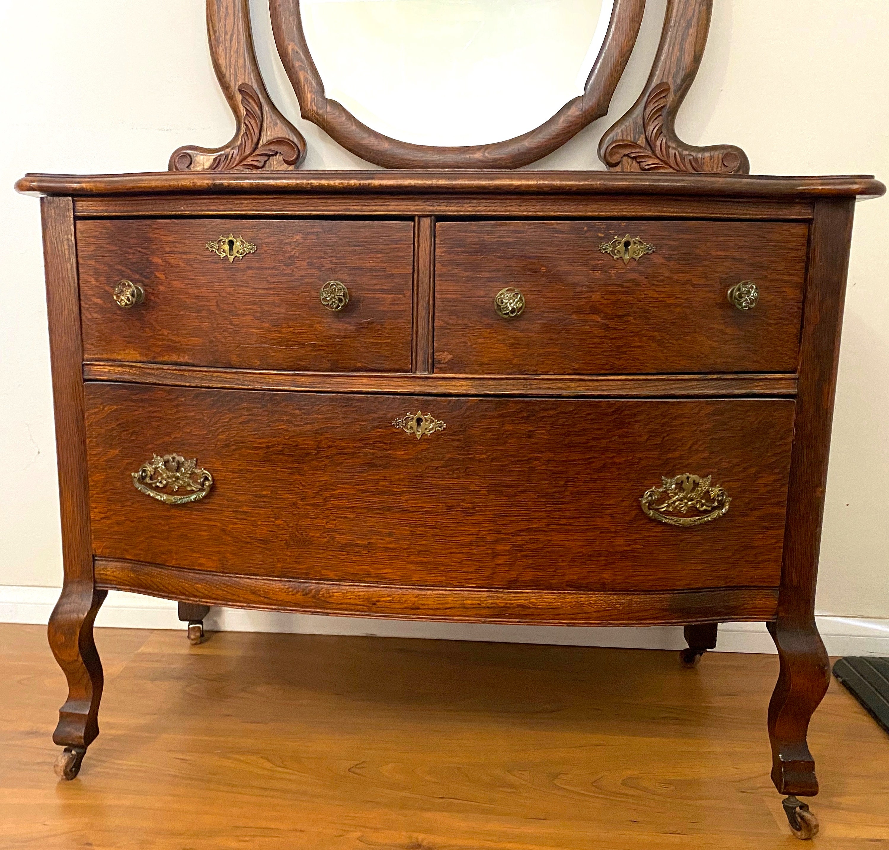 RARE Victorian Antique Princess Dresser / Mirror Tiger Oak / Etsy