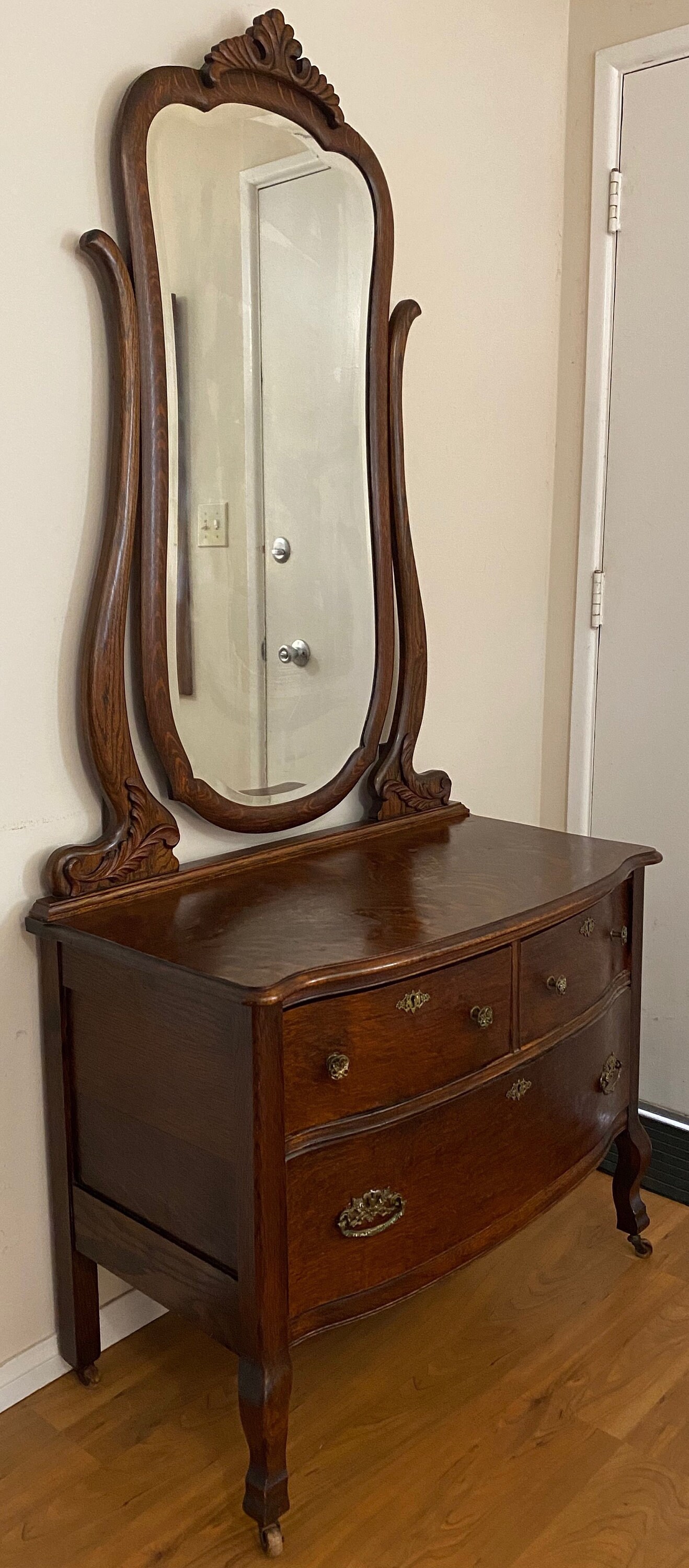 RARE Victorian Antique Princess Dresser / Mirror Tiger Oak / Etsy